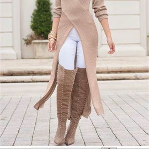 Studded Thigh High Boots (Taupe)